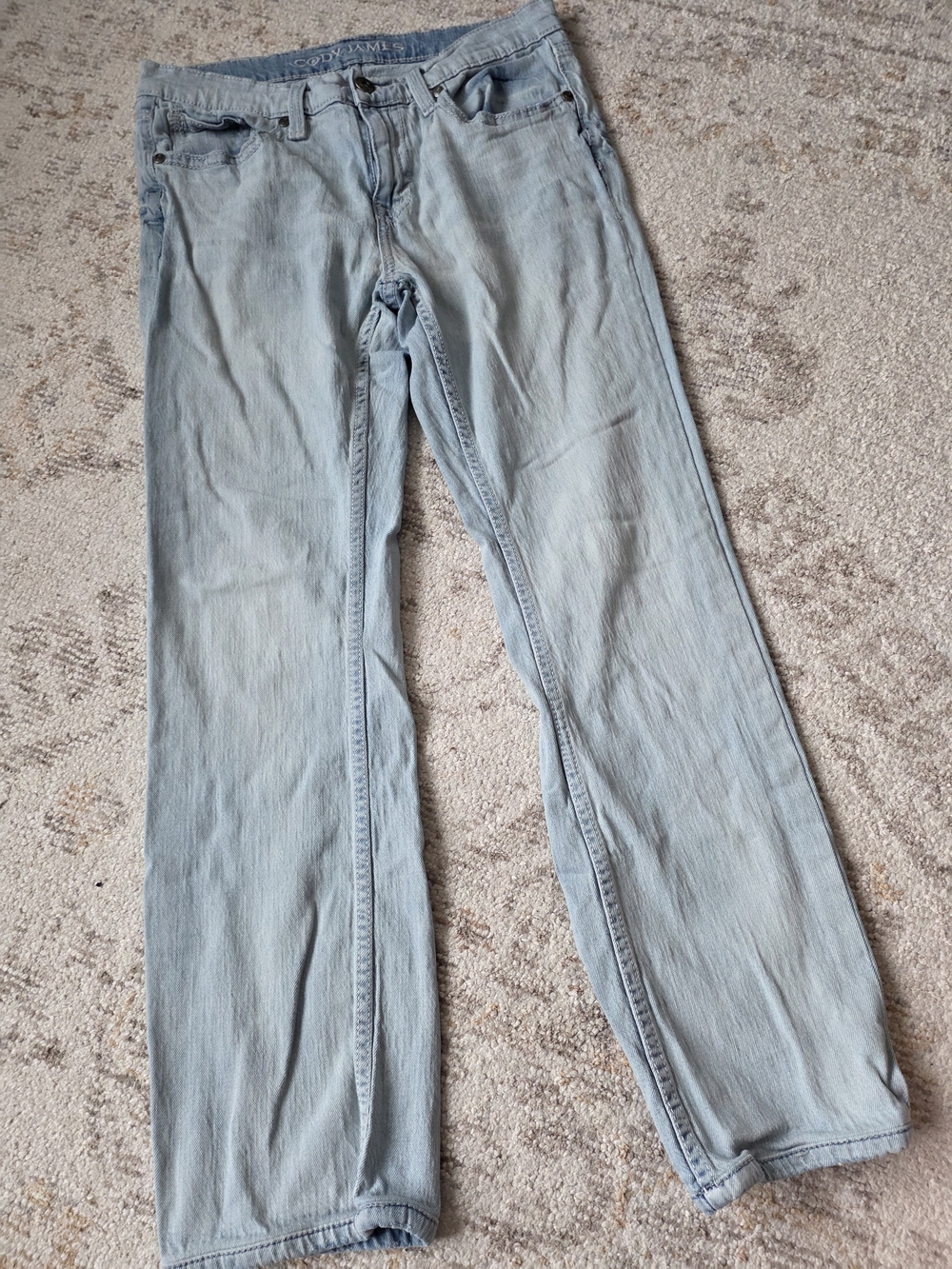Men's Light Blue Straight Leg Jeans